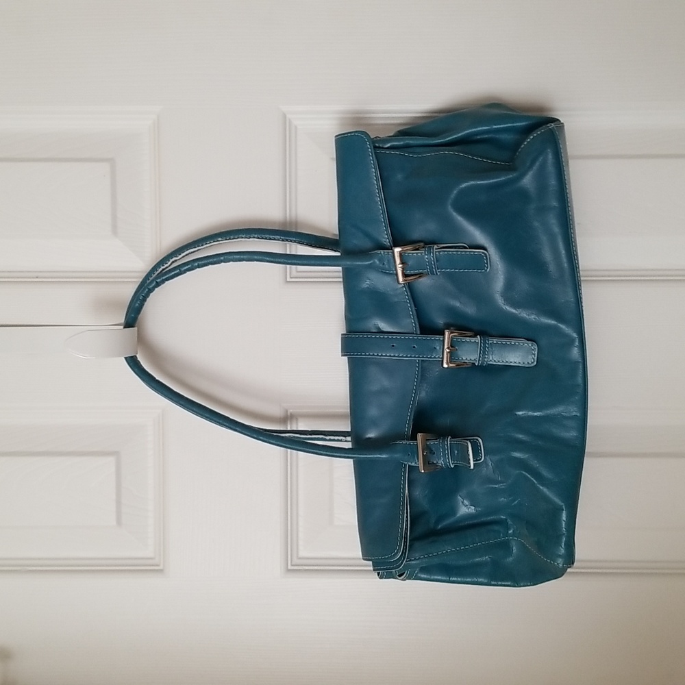 Currency Ladies Teal Leather Handbag